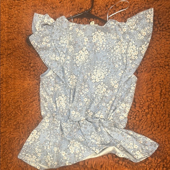 Meraki Flutter Sleeve Ruffled Blue Blouse - Picture 5 of 5